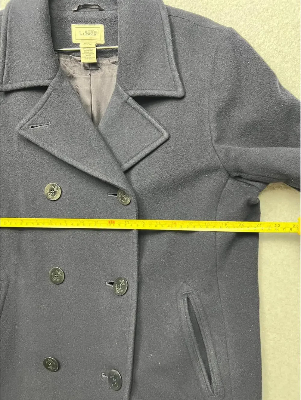 Vintage LL Bean Wool Pea Coat Womens 16 Navy Nautical Classic Classy